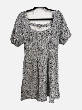 Old Navy Black and White Floral Square-Neck Mini Dress